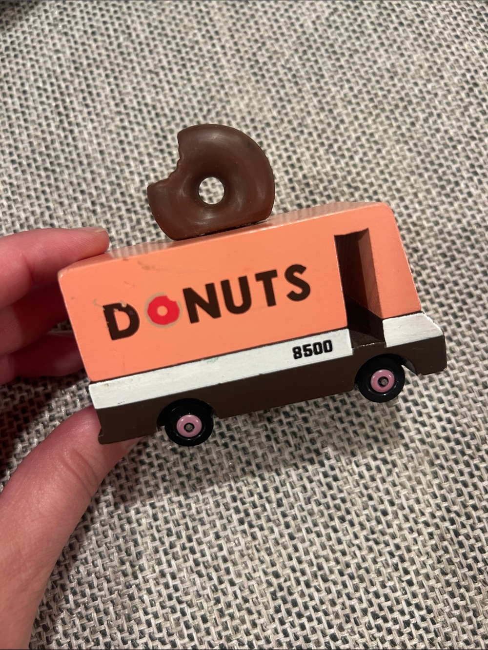 Candy Lab Donuts Play Truck - Peach and Brown Wooden Toy